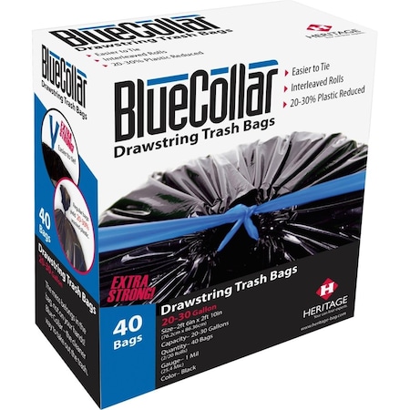 Heritage Bag 30 gal Drawstring Trash Bags Black HERN6034YKRC1CT